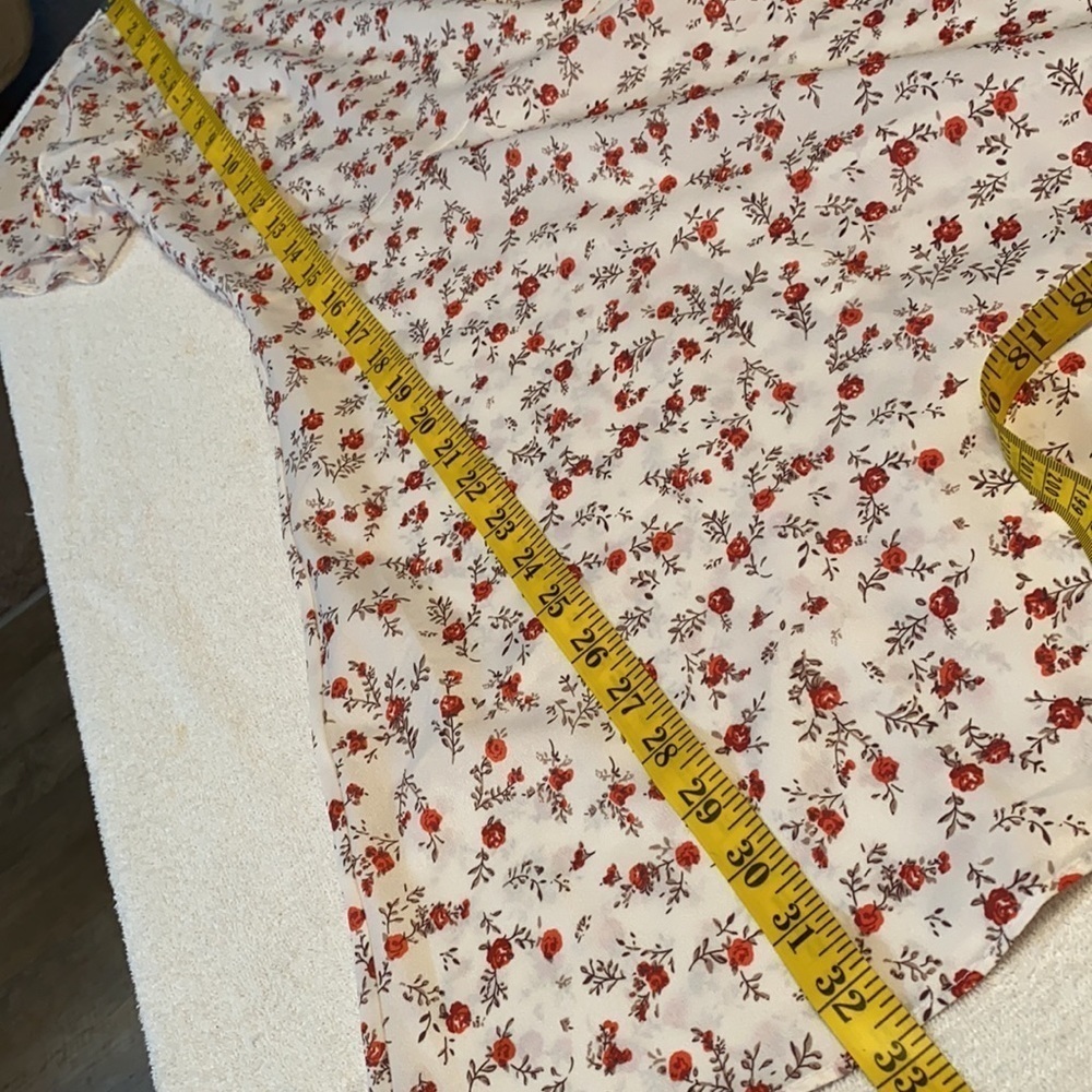 SHEIN dress square neck floral print fit/flare style flutter sleeves Sz XSmall - Picture 3 of 8